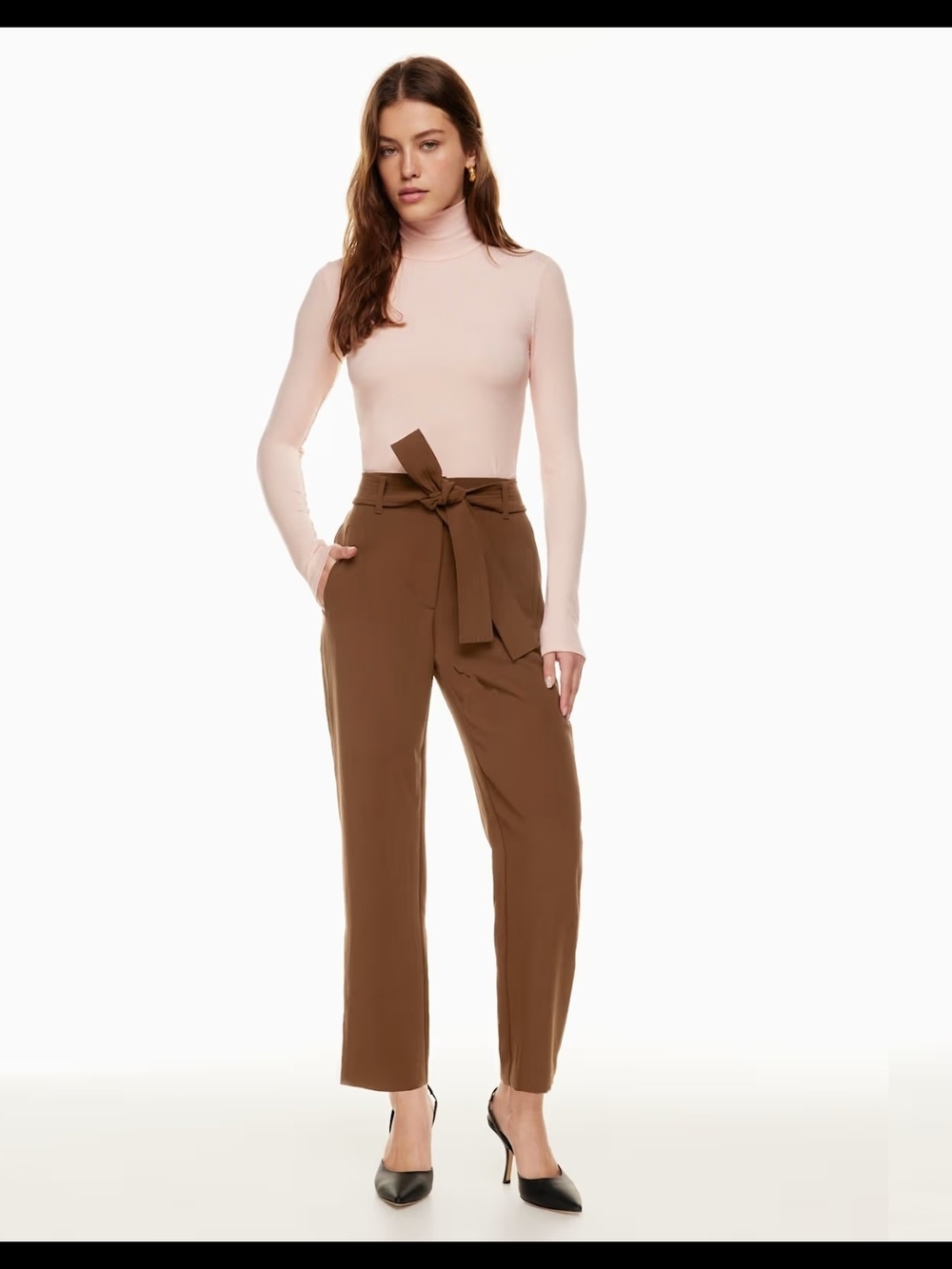 NWOT Wilfred Brown High-Waist Tie-Waist Trousers